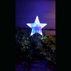 3D星星樹頂插土燈 - 藍白光