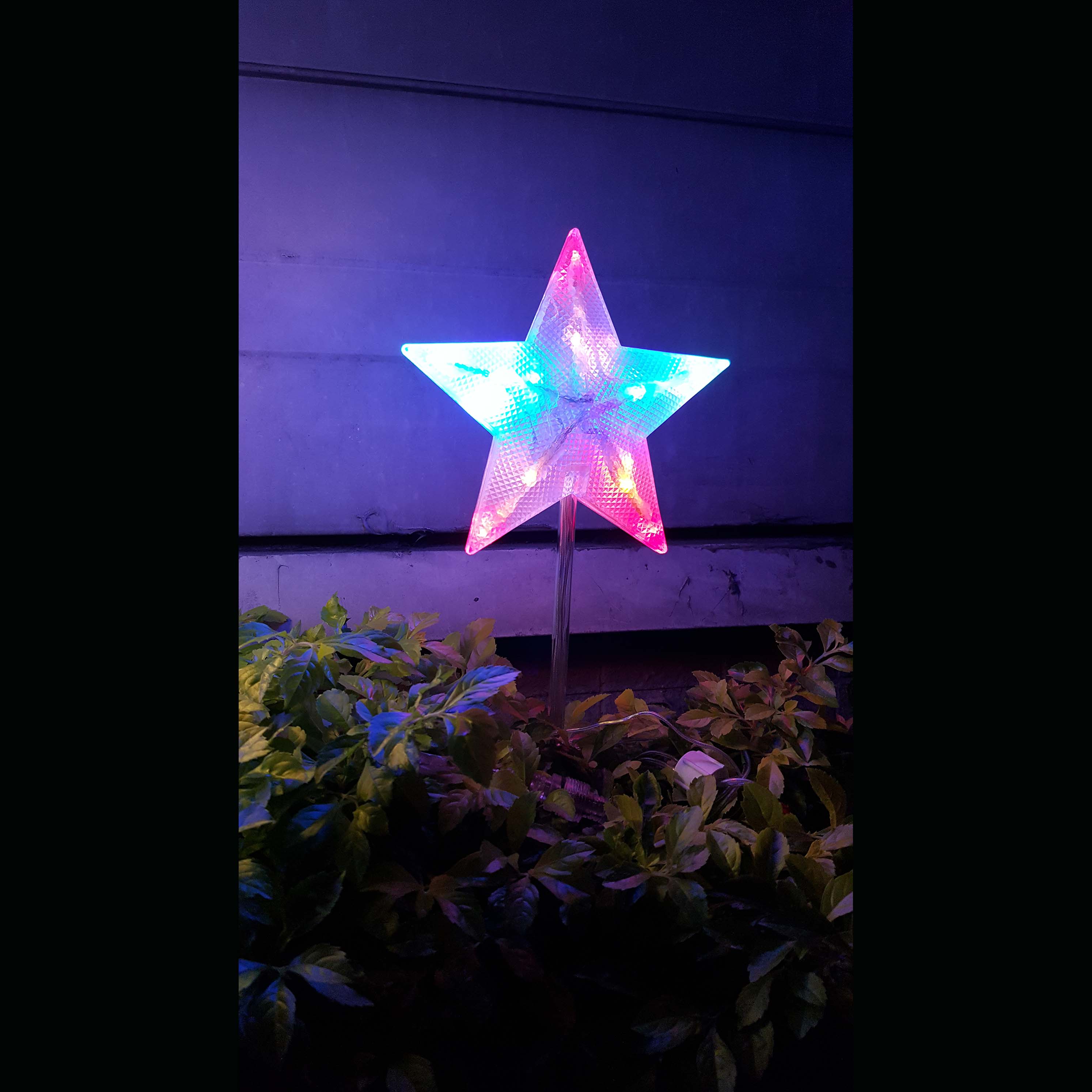 3D星星樹頂插土燈 - 彩光