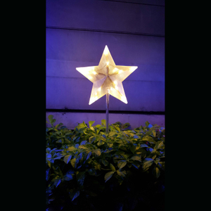 3D星星樹頂插土燈 - 暖白光